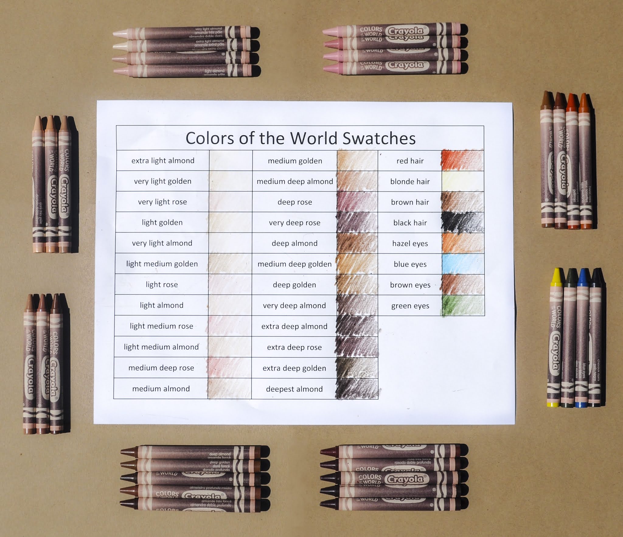 Crayola Colors of the World Crayons, 24, 32 Count Crayon Colors and  Swatches and Coloring Book